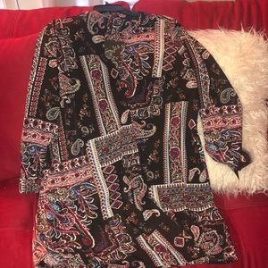 Boho shirt blouse long sleeve midi dress